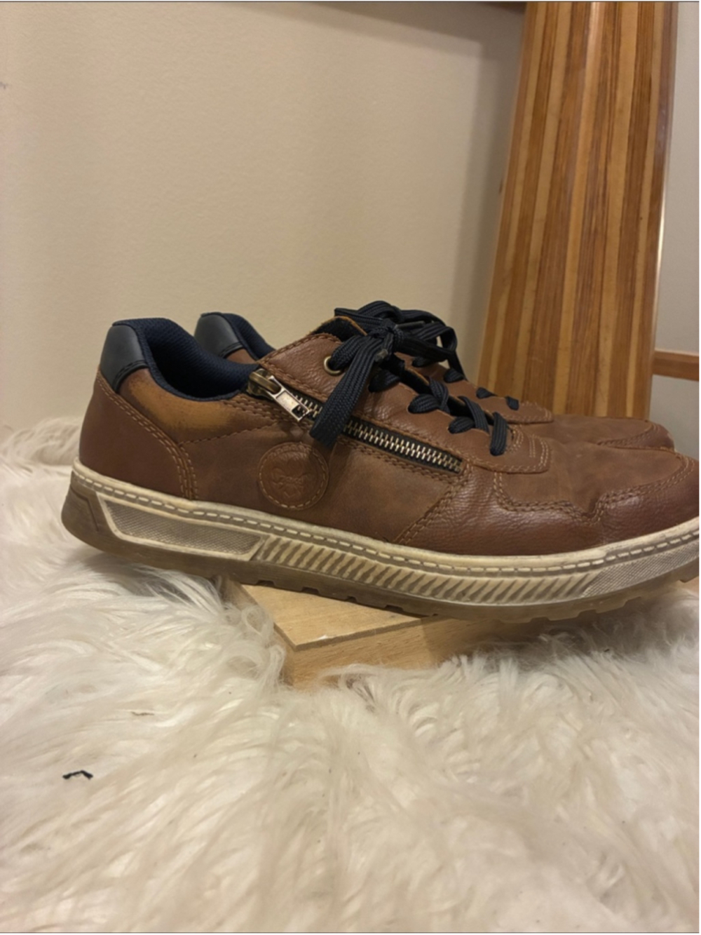 Reker Men's Brown Leather Casual Sneakers